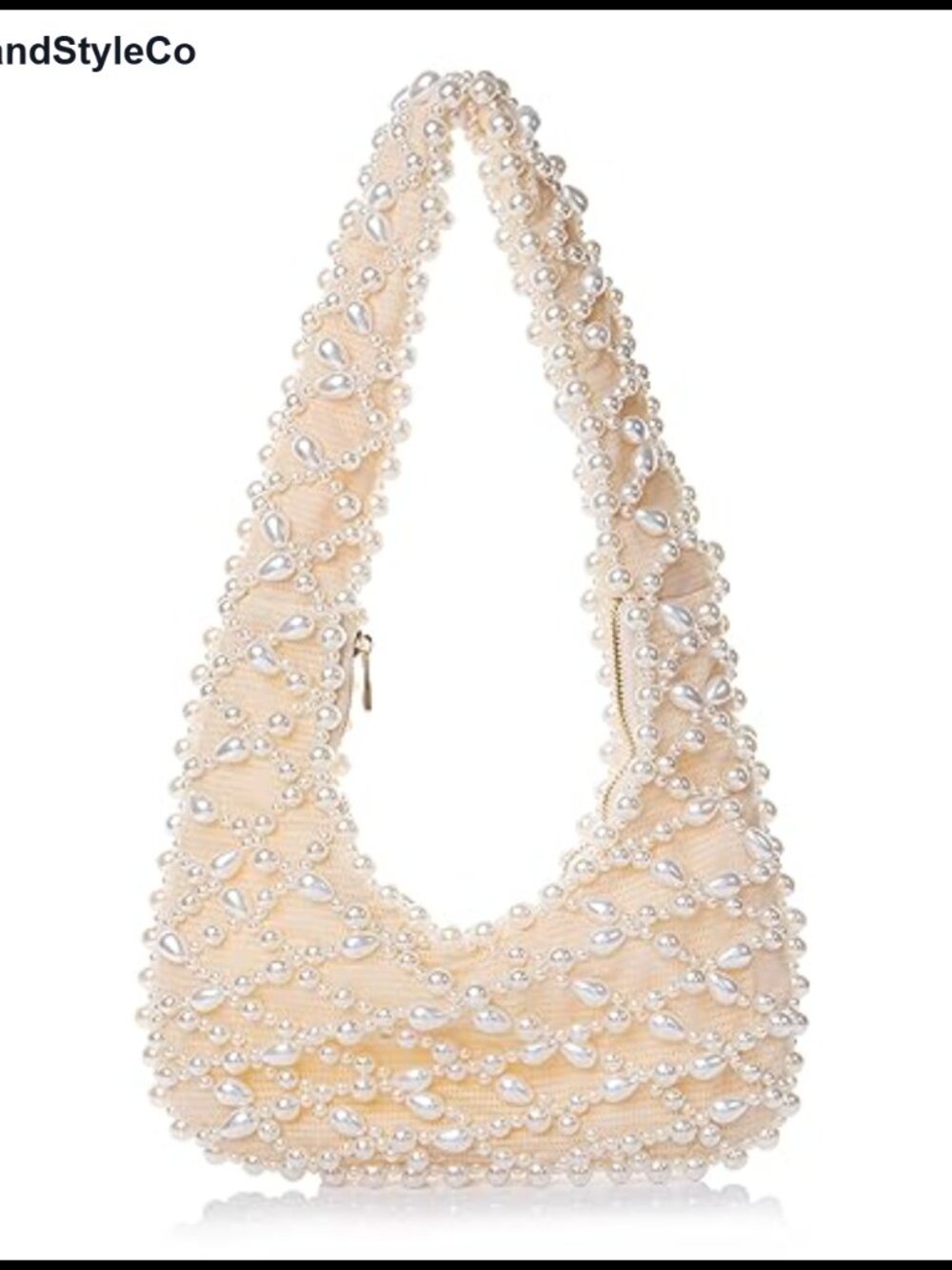 Artisanal Acrylic Pearl Clutch Beaded Woven Evening Bag Wedding Party